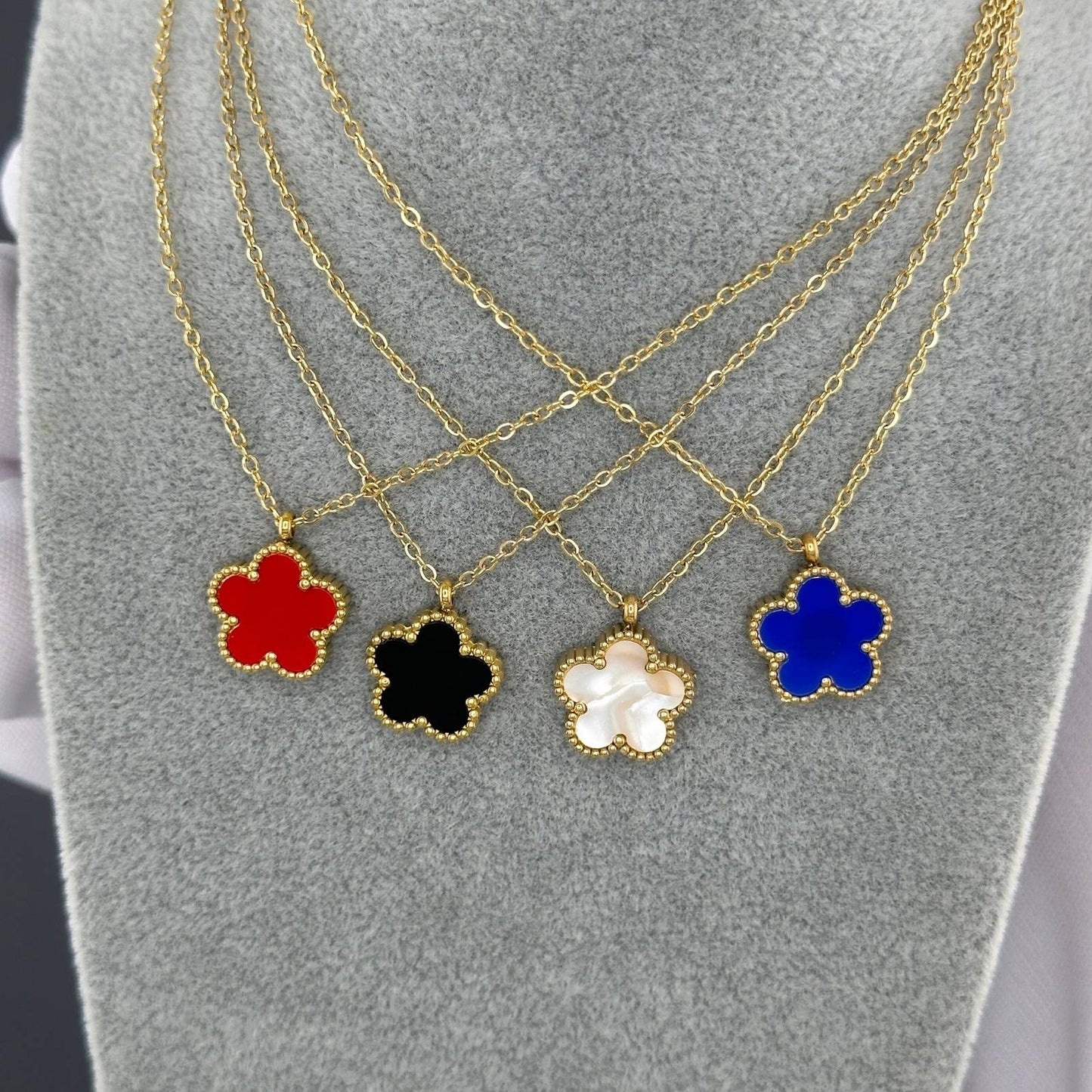 "Flower" Necklace, 18K Gold Plated Steel