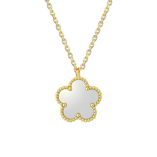"Flower" Necklace, 18K Gold Plated Steel