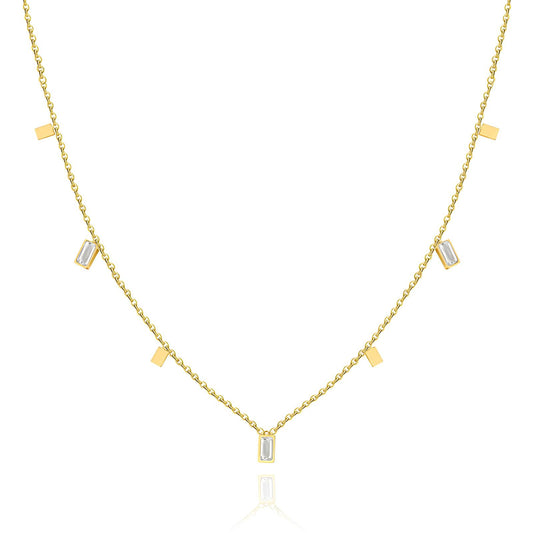 Dainty Gold Layered Necklace Set with Crystal Accents