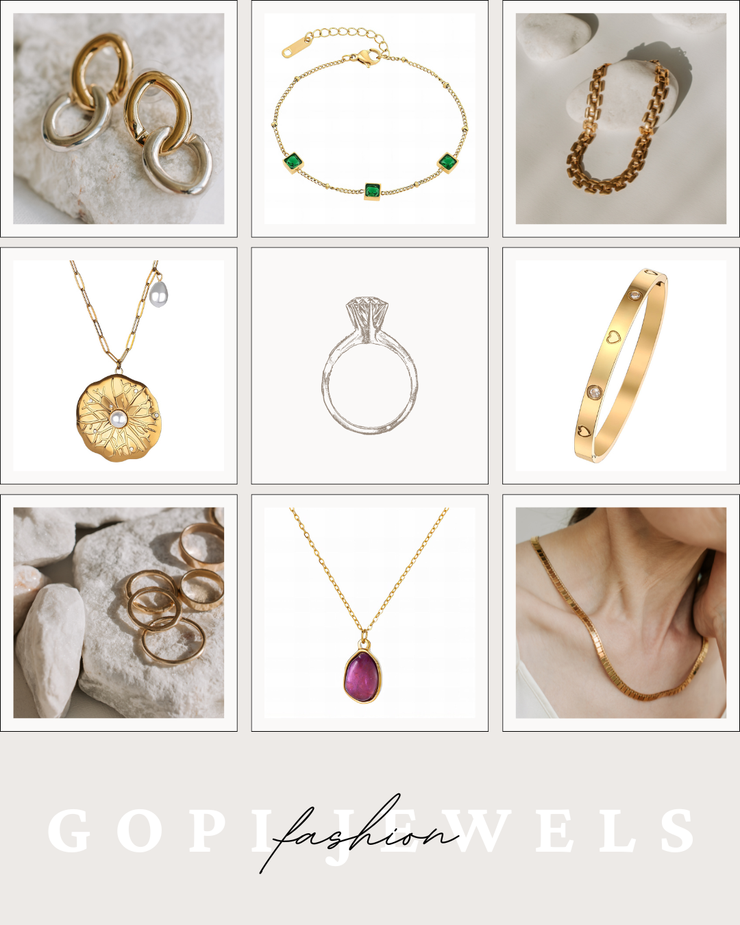 Collage of bracelets and necklace by Gopi Jewels .