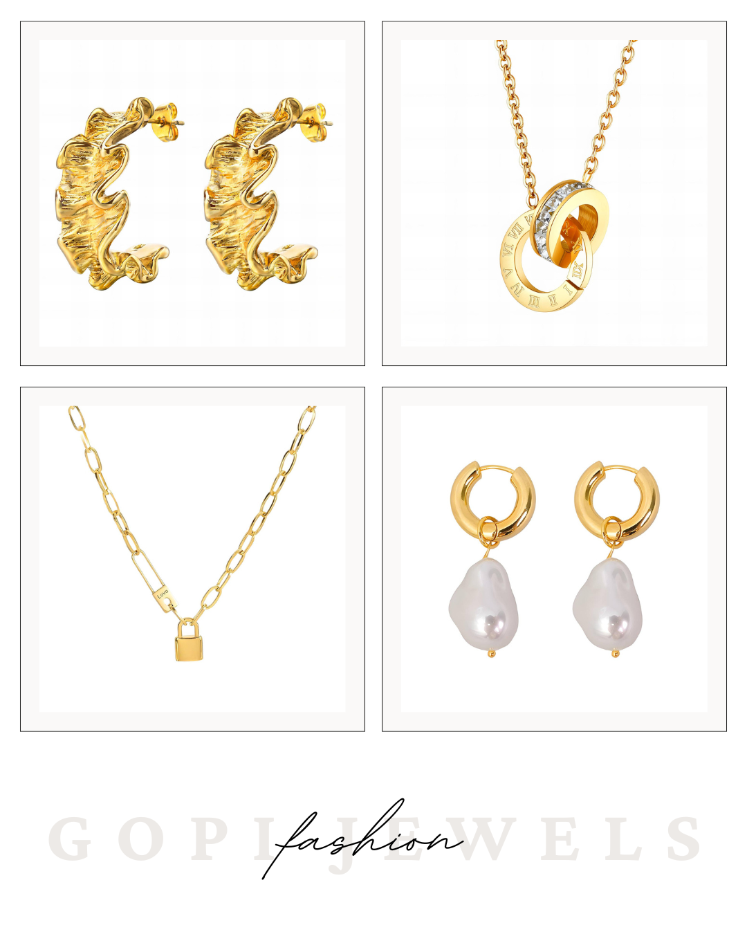 Collection of jewelry including earrings, necklaces, and pendants.